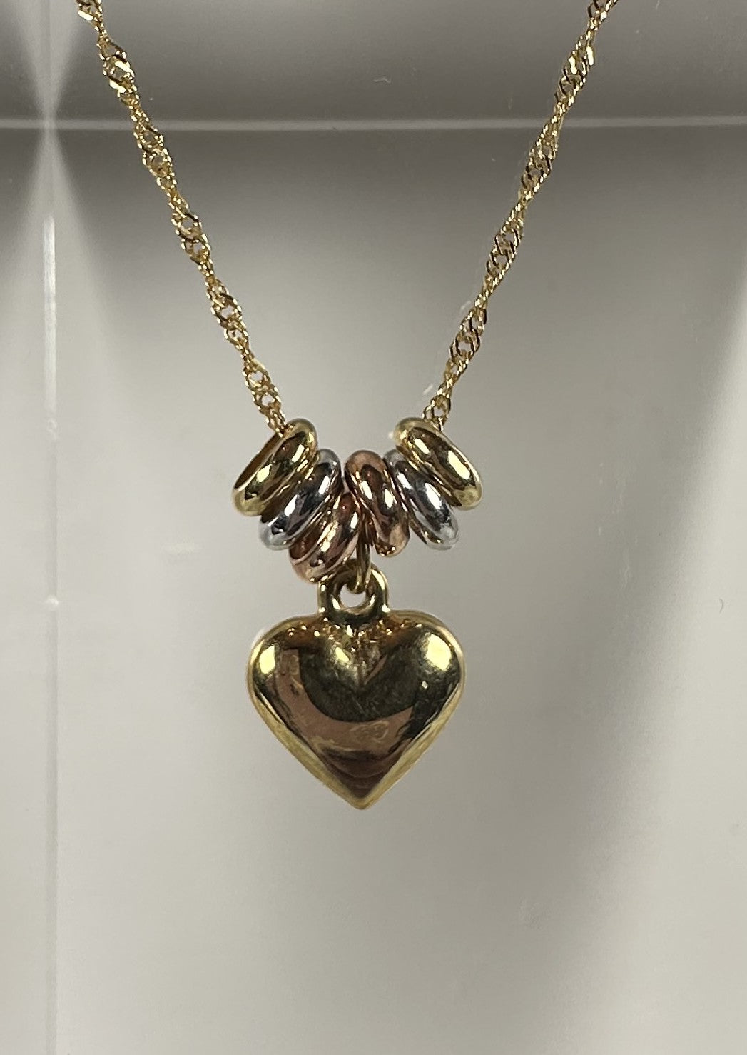 The Venetian Heart: 18k Italian Gold Tri-Tone Necklace and Pendant