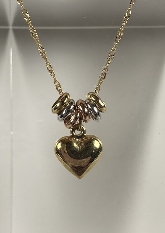 The Venetian Heart: 18k Italian Gold Tri-Tone Necklace and Pendant