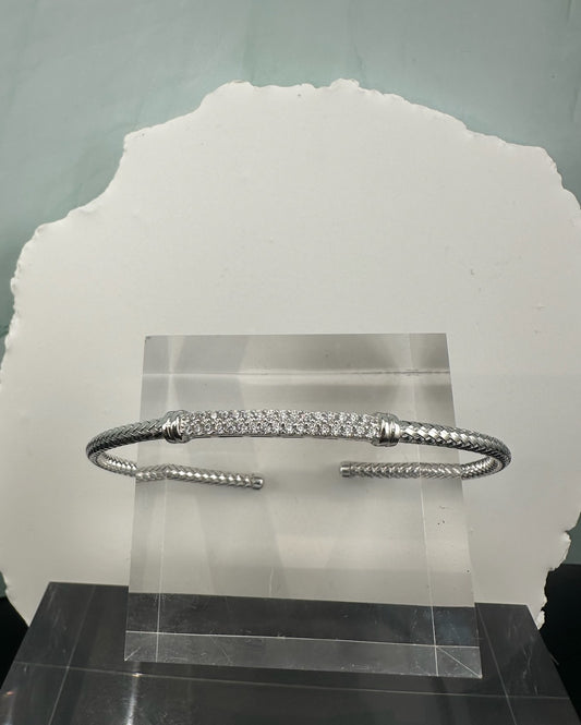 The Tuscan Mesh: Pave-Set Sculptural Cuff in .925 Sterling Silver
