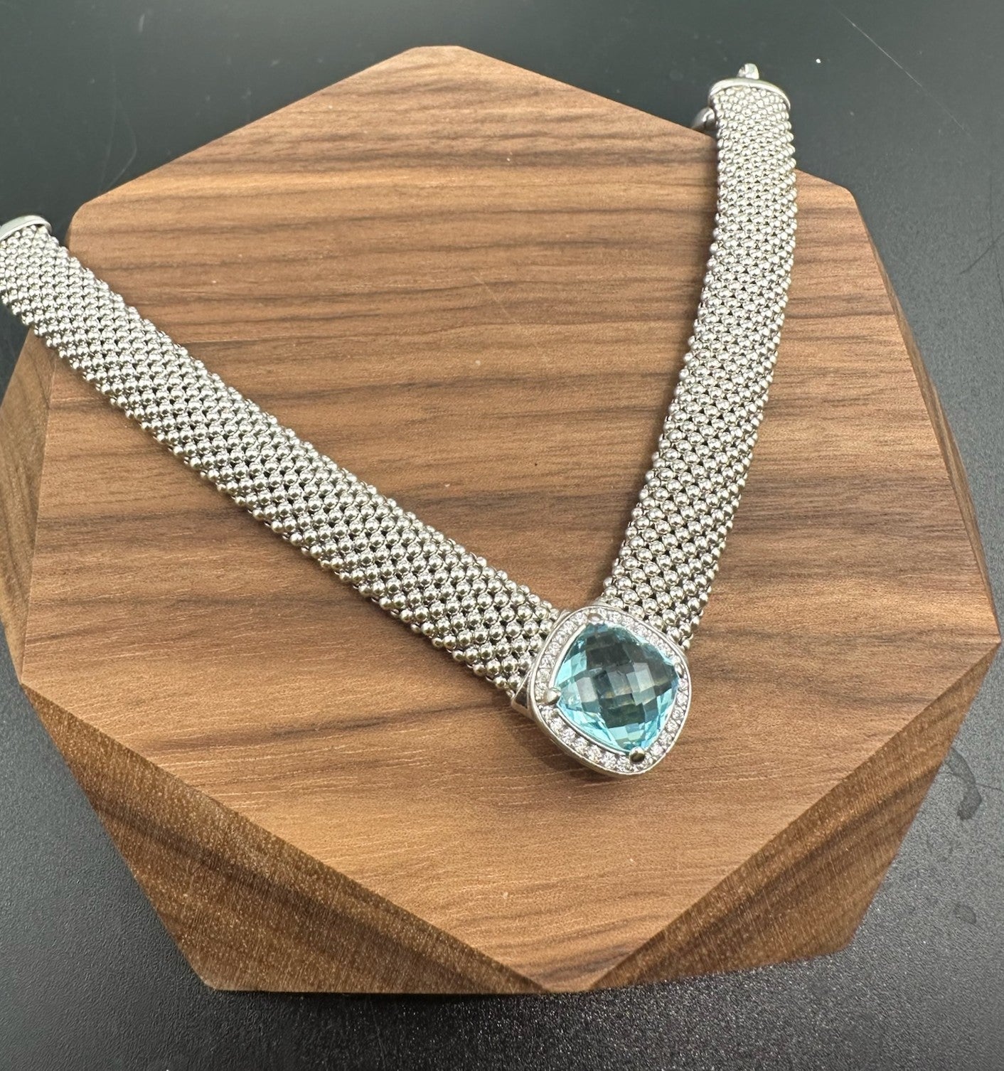 The Milano Mesh: 925 Italian Silver & Sky Blue Topaz Bracelet