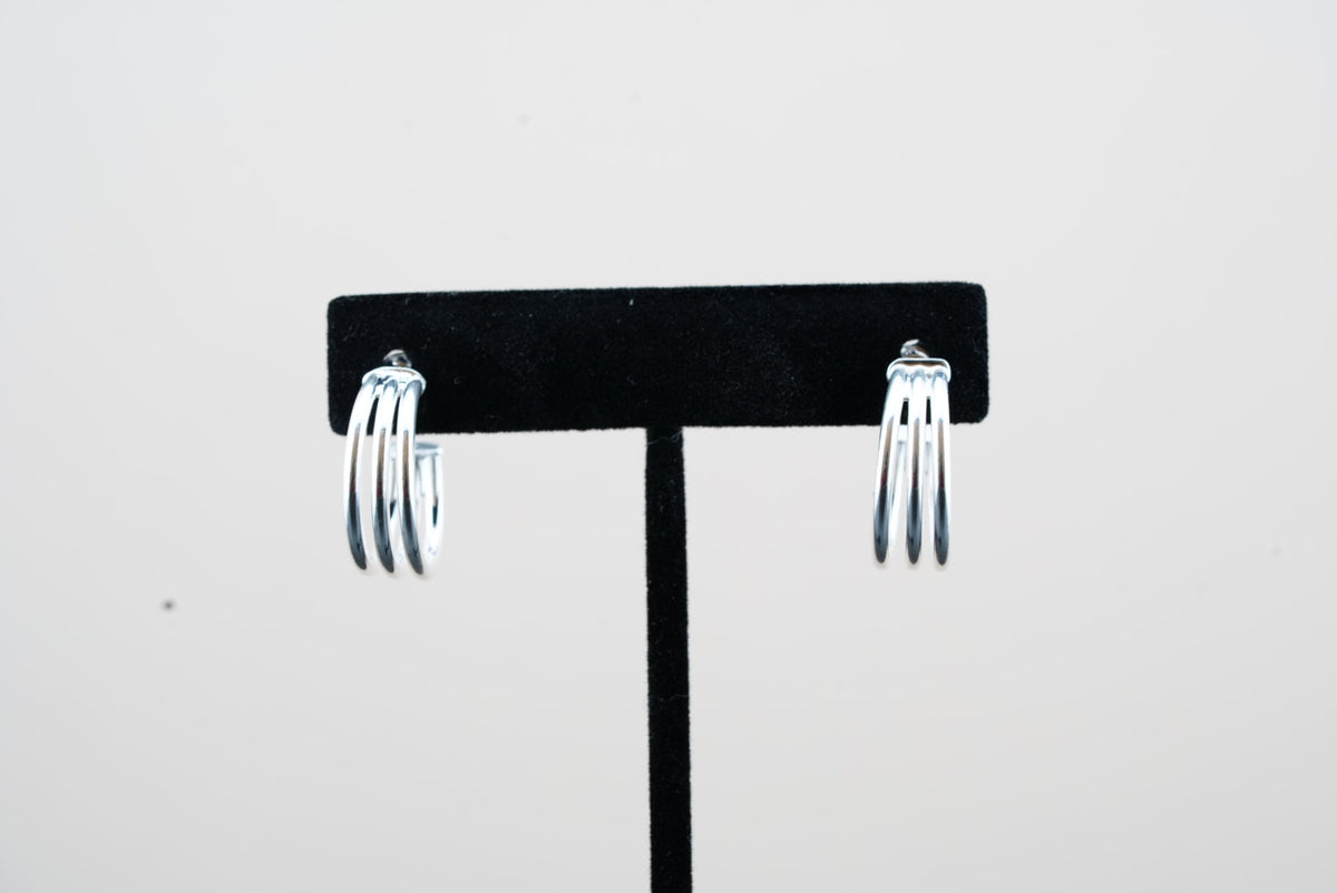 925 Silver Triple Row Hooped Earring - 20 MM