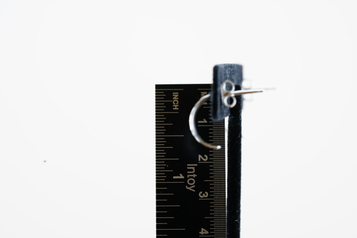 925 Silver Diamond Cut Border Semi - Hoop Earring