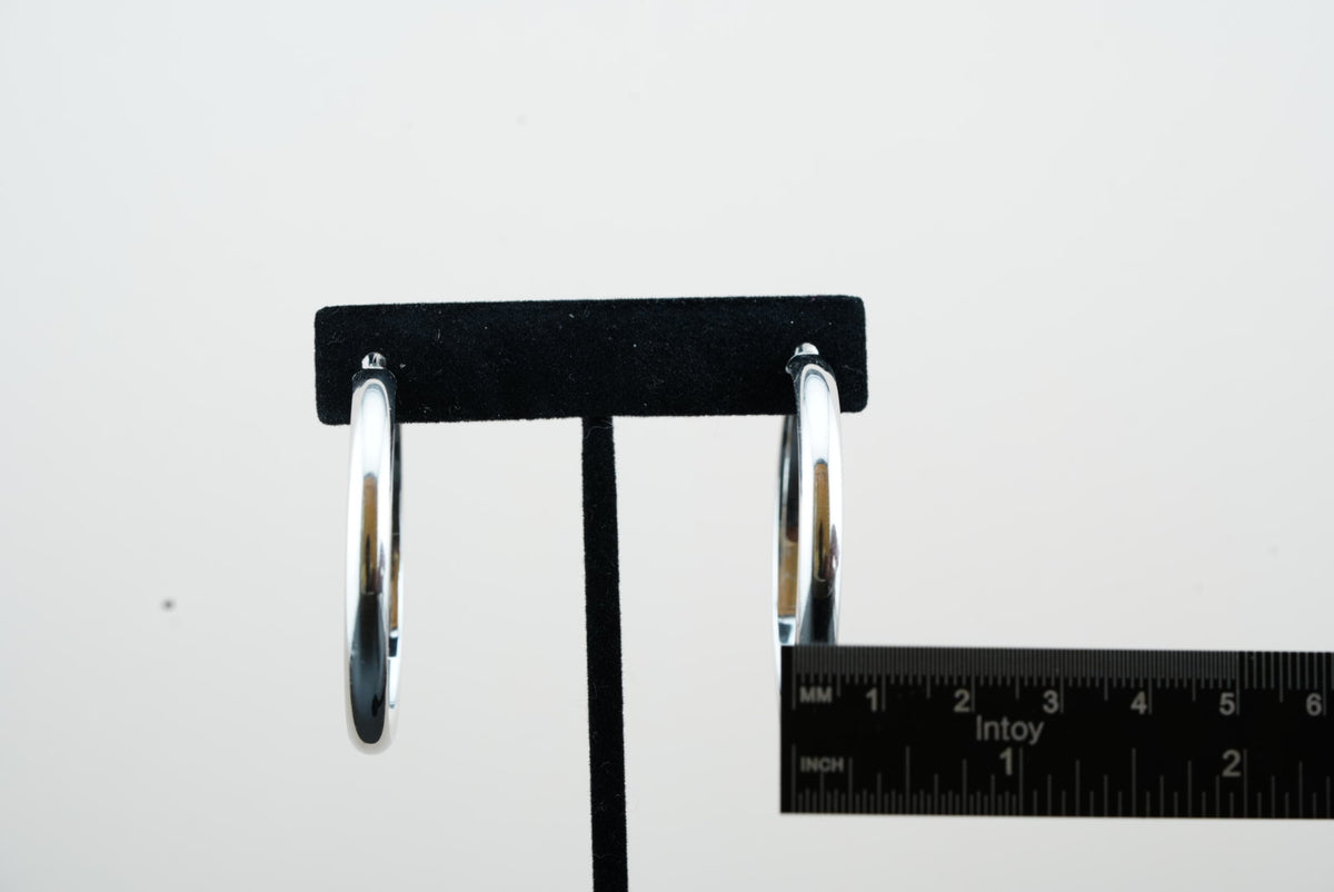 925 Silver Rounded Hoop - 40MM