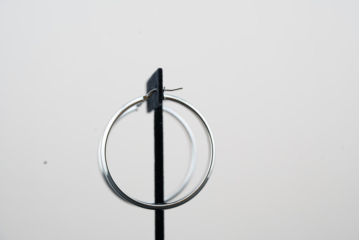925 Silver Rounded Hoop - 40MM