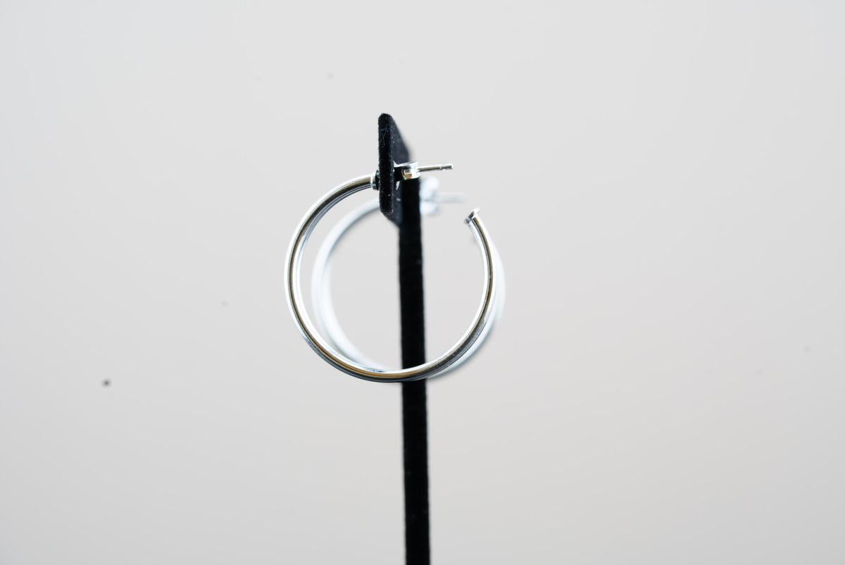 925 Silver Double Row Hoop Earring - 30mm