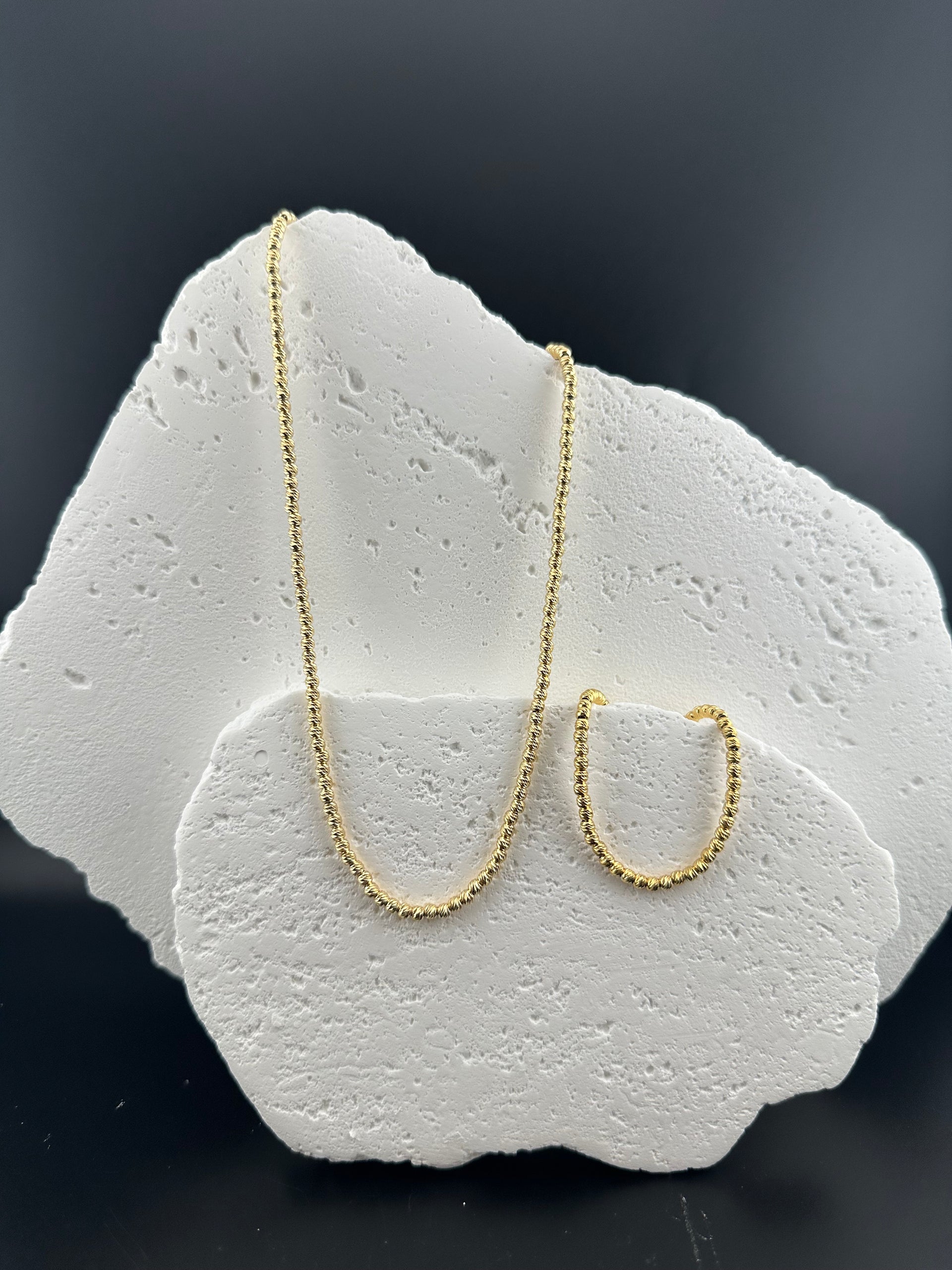 The Golden Aura: 18k Gold & Italian Silver Diamond-Cut Suite