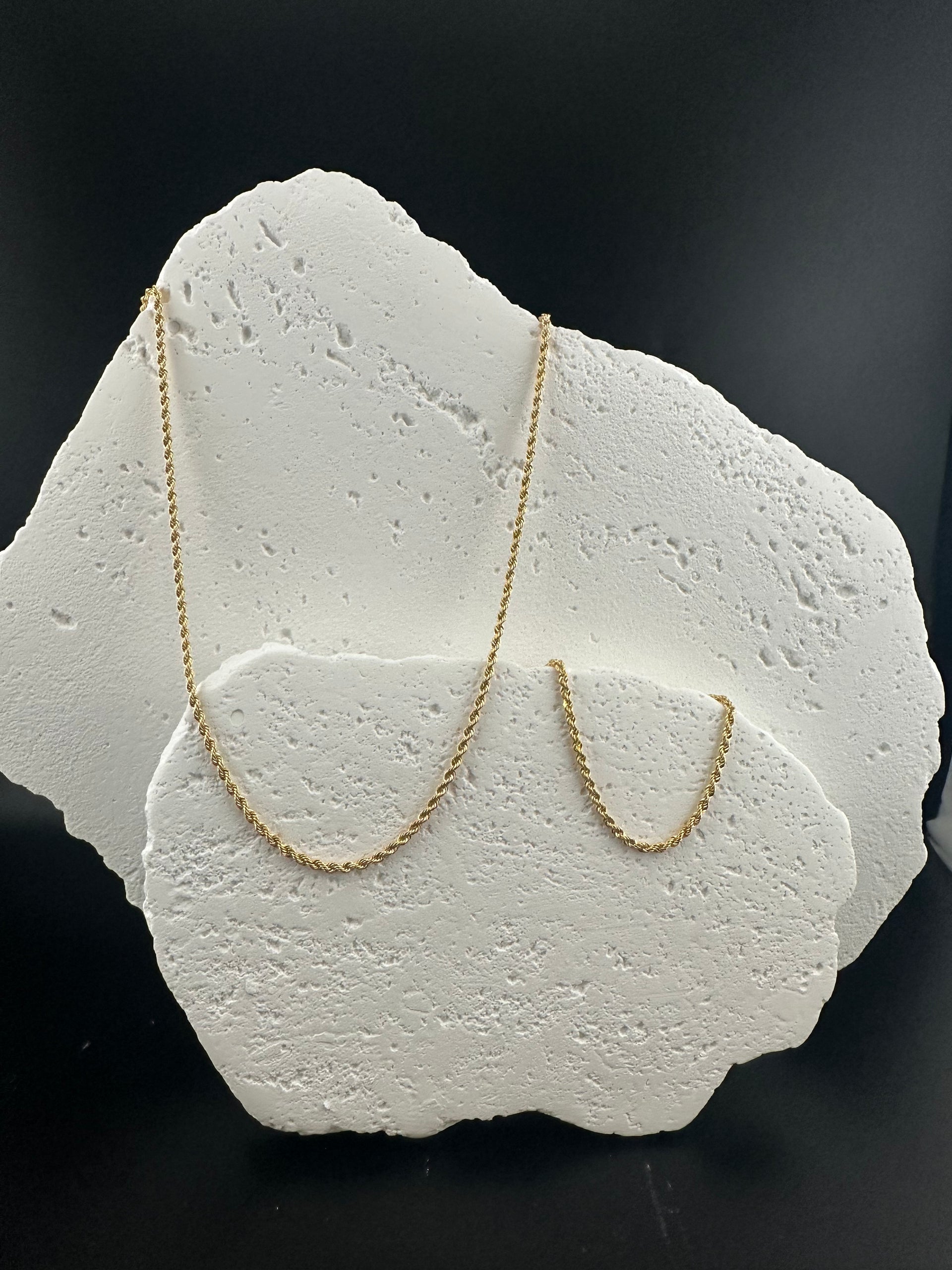 The Tuscan Rope Suite: 18k Italian Gold Necklace & Bracelet Set