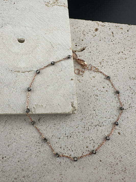 The Midnight Rose: 18k Italian Rose Gold & Black Onyx Bracelet