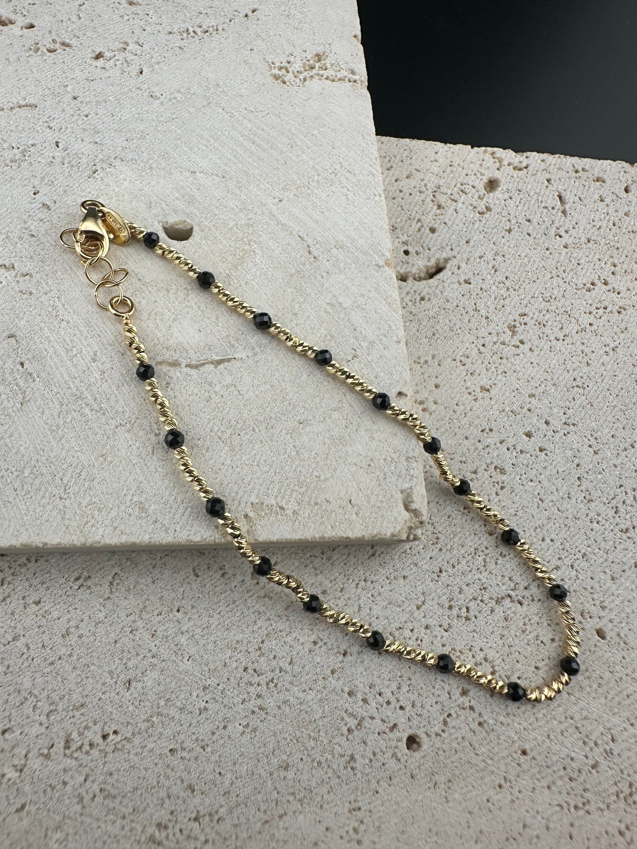 The Midnight Milano: 18k Italian Gold & Black Onyx Bracelet