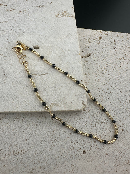 The Midnight Milano: 18k Italian Gold & Black Onyx Bracelet