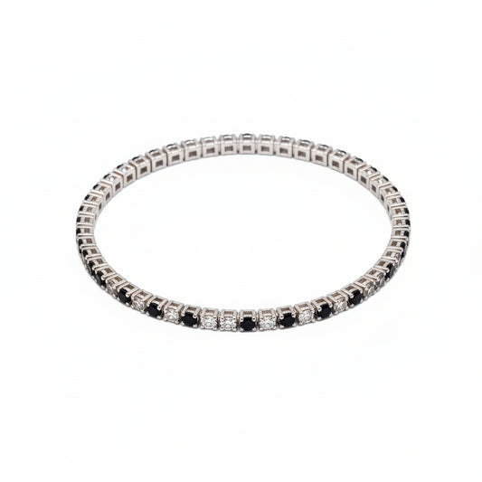 The Venetian Midnight: Alternating Pavé Tennis Bracelet in .925 Sterling Silver
