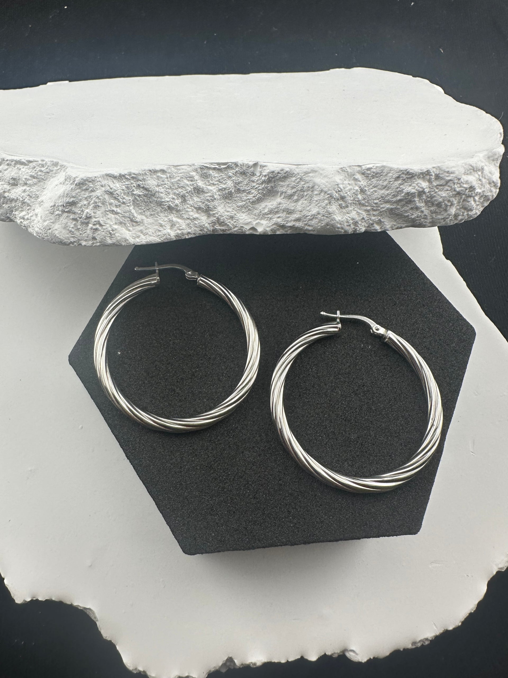 The Milano Twist: 925 Italian Sterling Silver Twisted Hoops