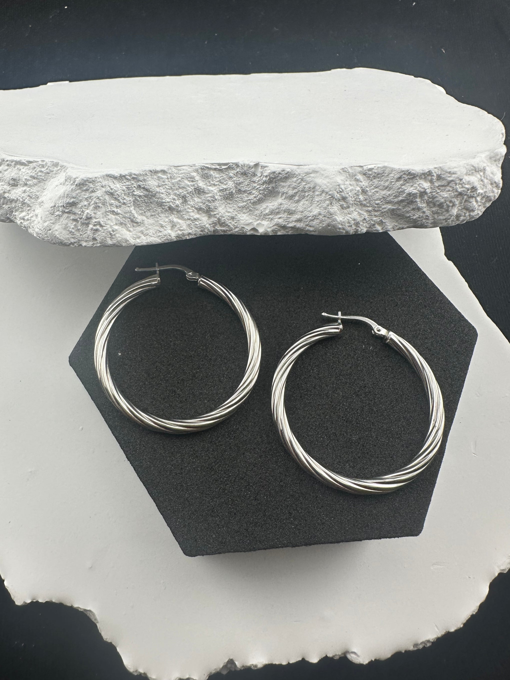 The Milano Twist: 925 Italian Sterling Silver Twisted Hoops