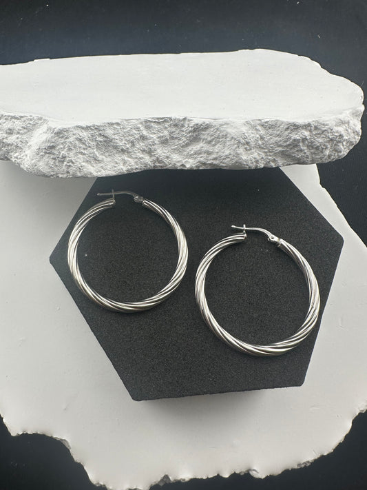 The Milano Twist: 925 Italian Sterling Silver Twisted Hoops
