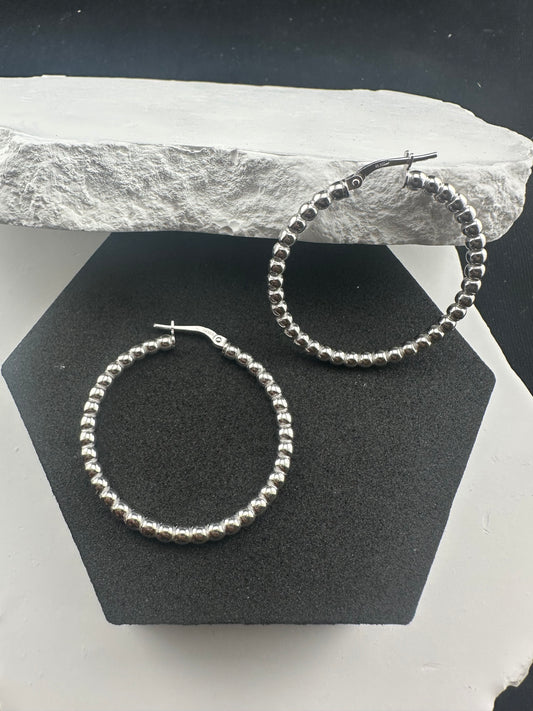 The Venetian Bead: 925 Italian Sterling Silver Beaded Hoops