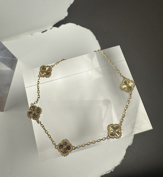 Sinfonia d’Oro — Five-Motif Sunburst Clover Bracelet in Solid 18k Gold