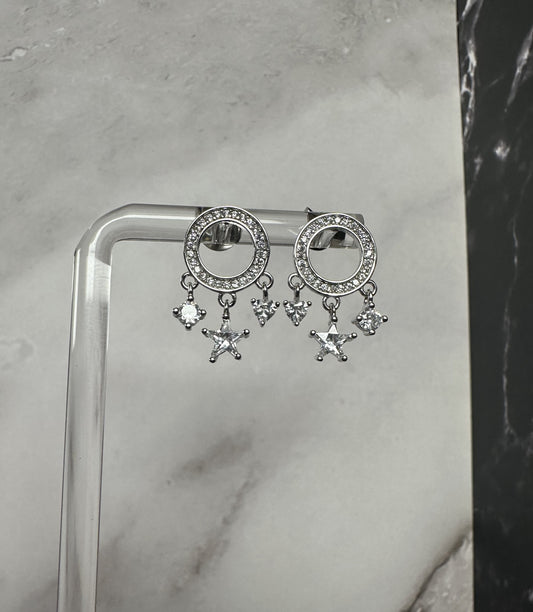 Sogno di Mezzanotte — Italian 925 Silver Celestial Charm Hoop Earrings