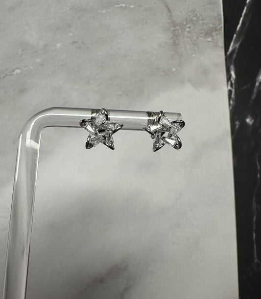 Stella Brillante — Italian 925 Silver Baguette Swarovski Star Studs