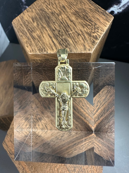 The Vaticano Relief: 18k Gold over .925 Silver Ornate Crucifix