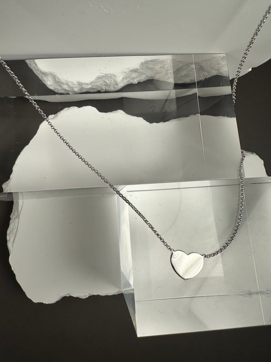 Luce d’Amore: Hand-Finished Sterling Silver Minimalist Heart Pendant