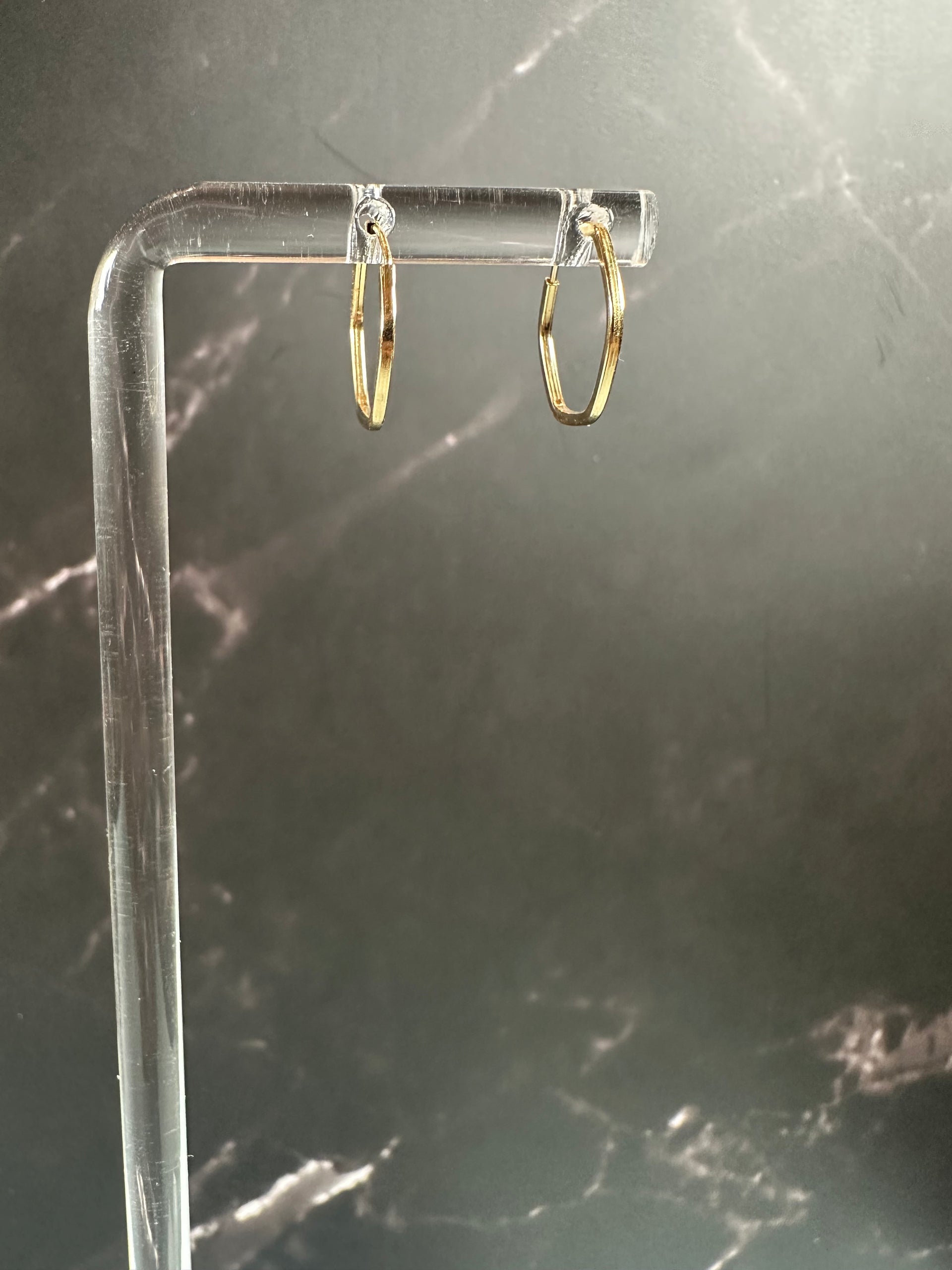 The Geometric Hexagon Safety Huggies: 18k Solid Gold Italian Hoops