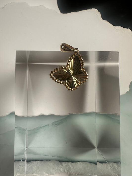 The Guilloché Papillon: 18k Solid Gold Italian Butterfly Pendant