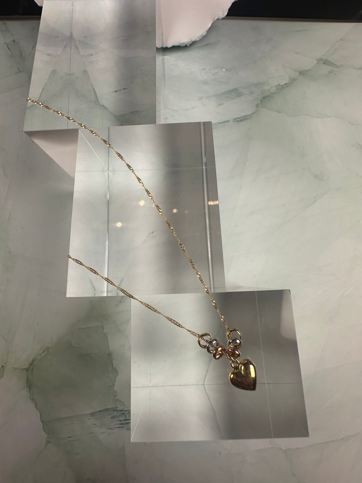 The Venetian Heart: 18k Italian Gold Tri-Tone Necklace and Pendant