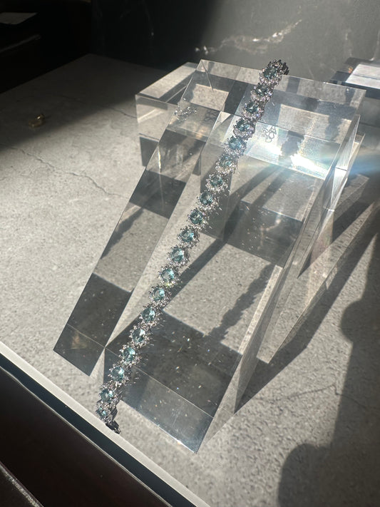 The Celeste Tennis Bracelet: A Symphony in Silver and Azure