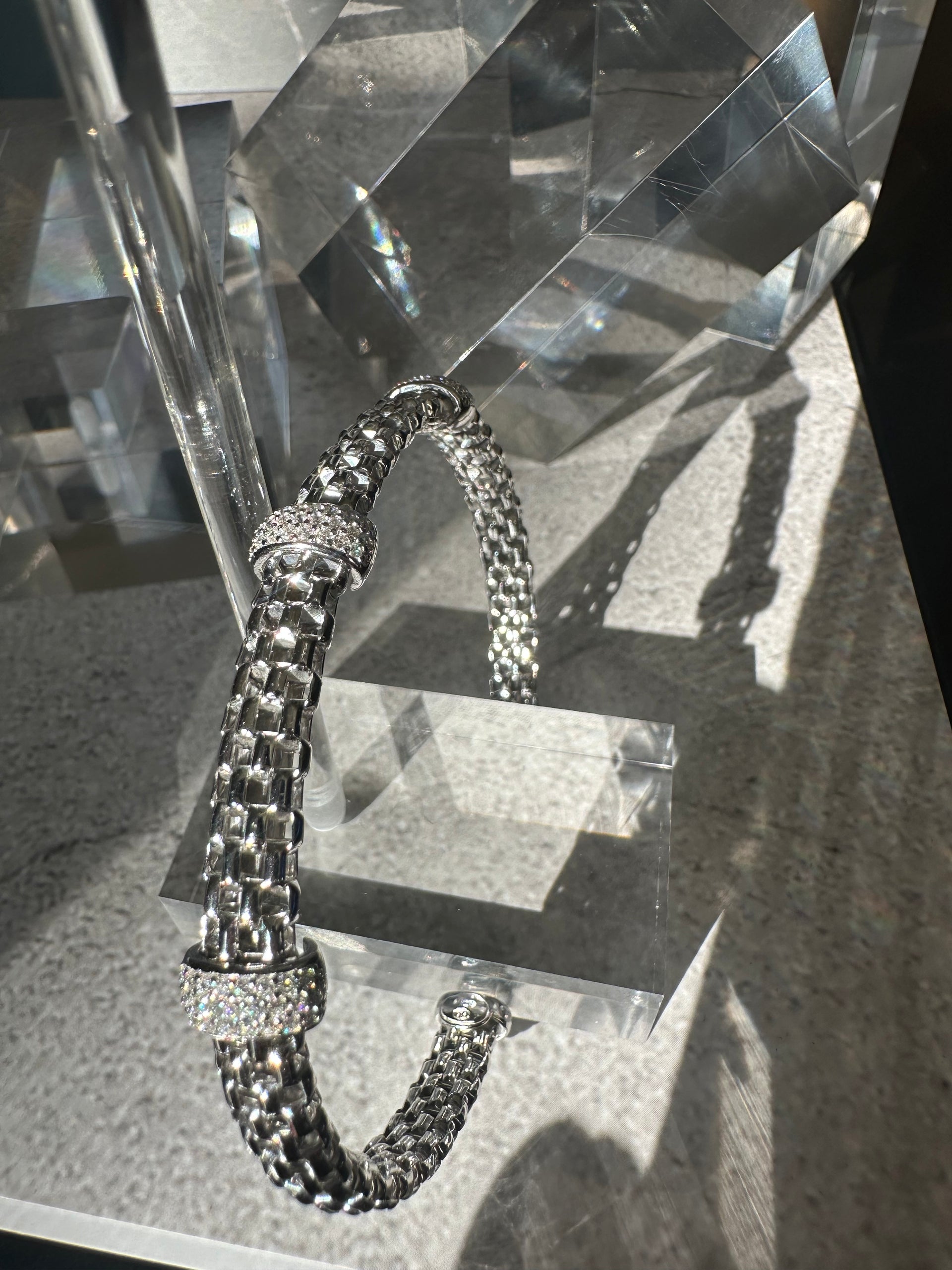 The Milano Mesh: Swarovski Crystal & Italian Silver Station Bangle