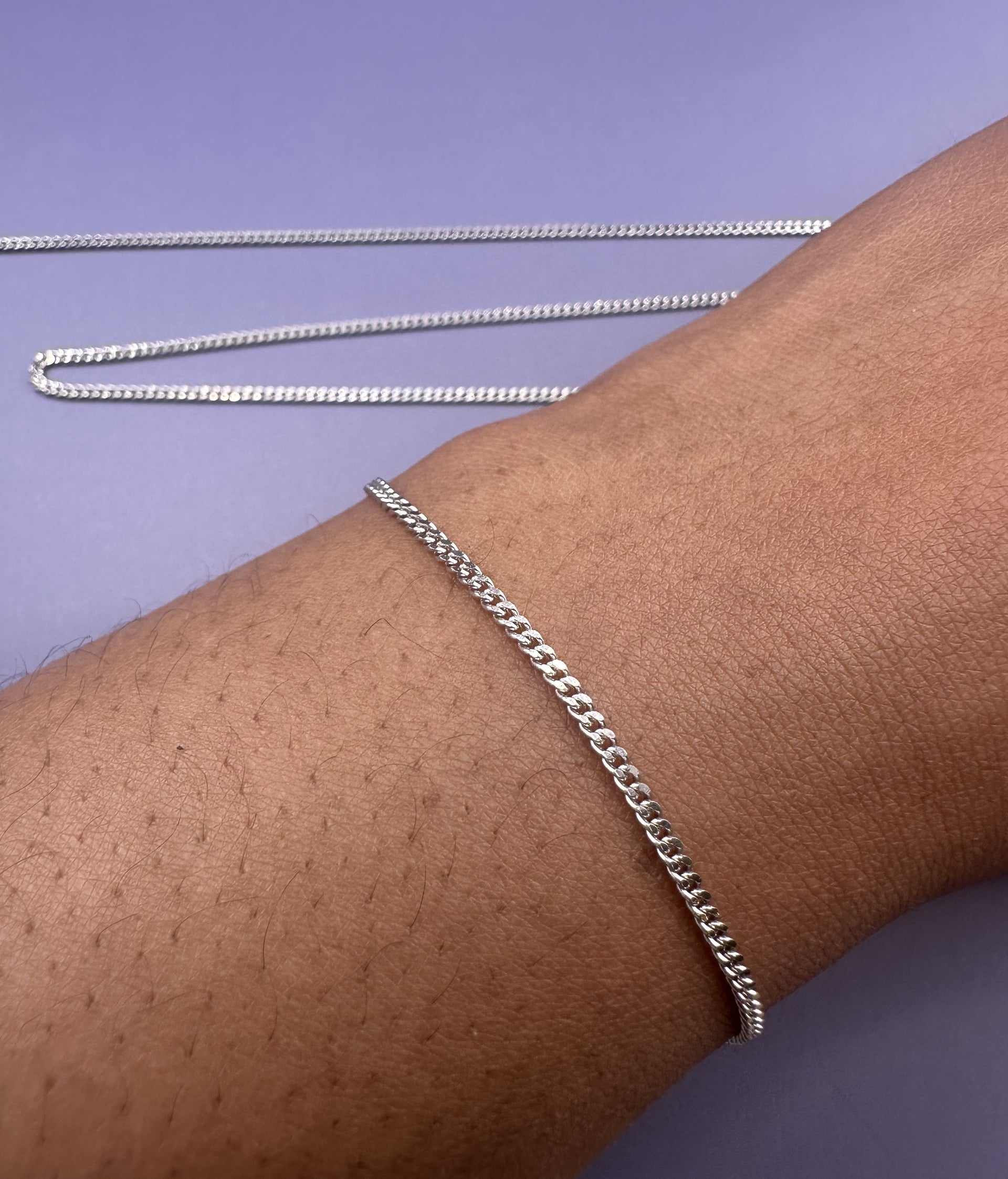 14 K White Gold Curb Chain 1.75 mm