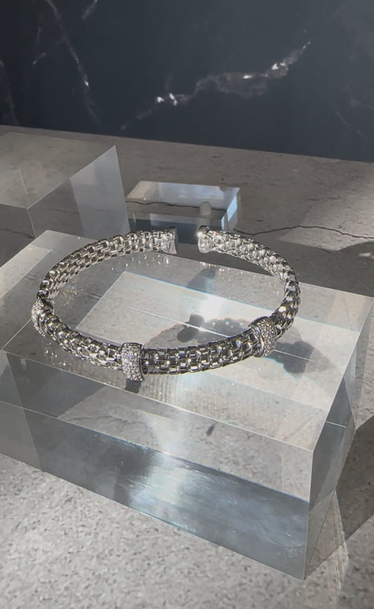 The Milano Mesh: Swarovski Crystal & Italian Silver Station Bangle