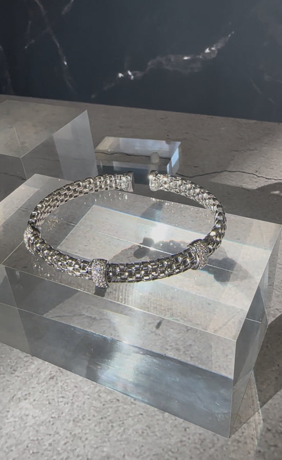 The Milano Mesh: Swarovski Crystal & Italian Silver Station Bangle